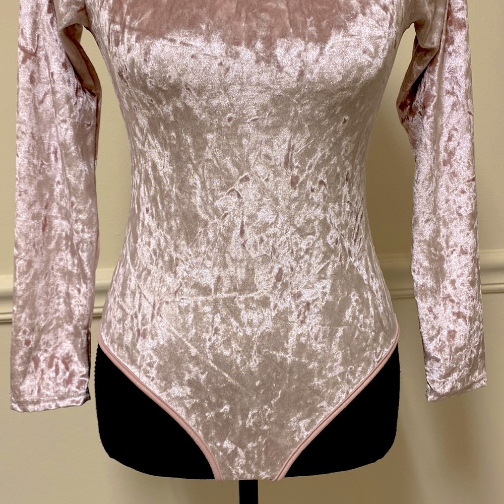 Light Pink Velvet Velour Body Suit - Picture 5 of 16